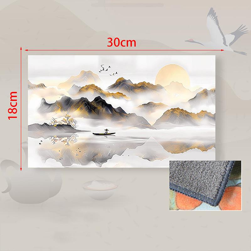 30*18Cm High-End Tea Towel With Retro Style And Colorful Painting, Special Tea-Drinking Cloth, Premium Tea Set