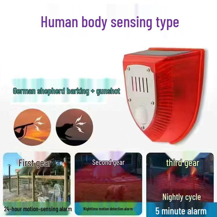 Solar Animal Repeller: Outdoor Motion-Activated Sound & Light Alarm for Wild Boars & Anti-Theft