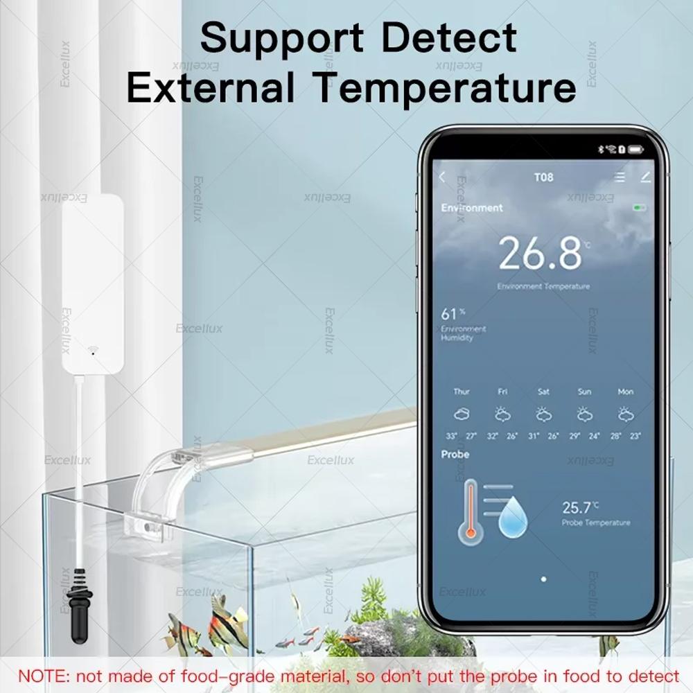 Tuya WiFi/ ZigbeeTemperature Humidity Sensor with External Probe for Smart Life App Alarm Control Support Alexa Google Assistant