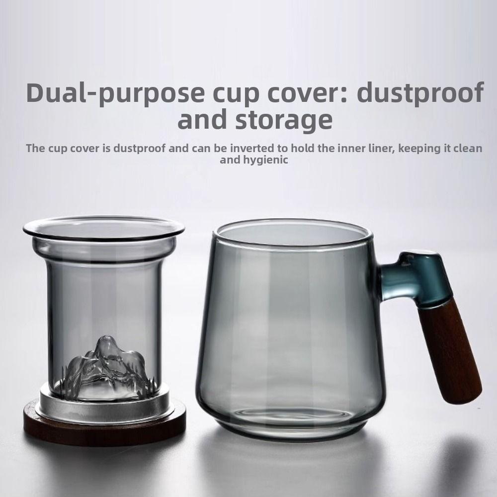 Wood Handle Tea Separation Mug High Borosilicate Glass Clear Teapot Tea Pitcher Afternoon Tea