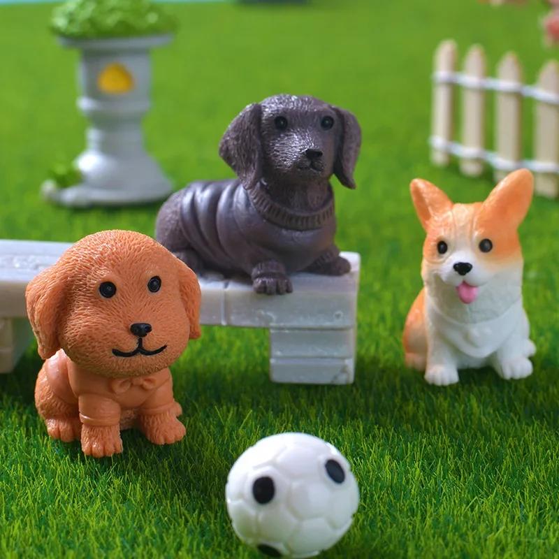 12pcs Figurines Miniatures Cute Simulation Dog Pomeranian Micro Landscape Ornaments Home Decoration Room Decor Desk Accessories