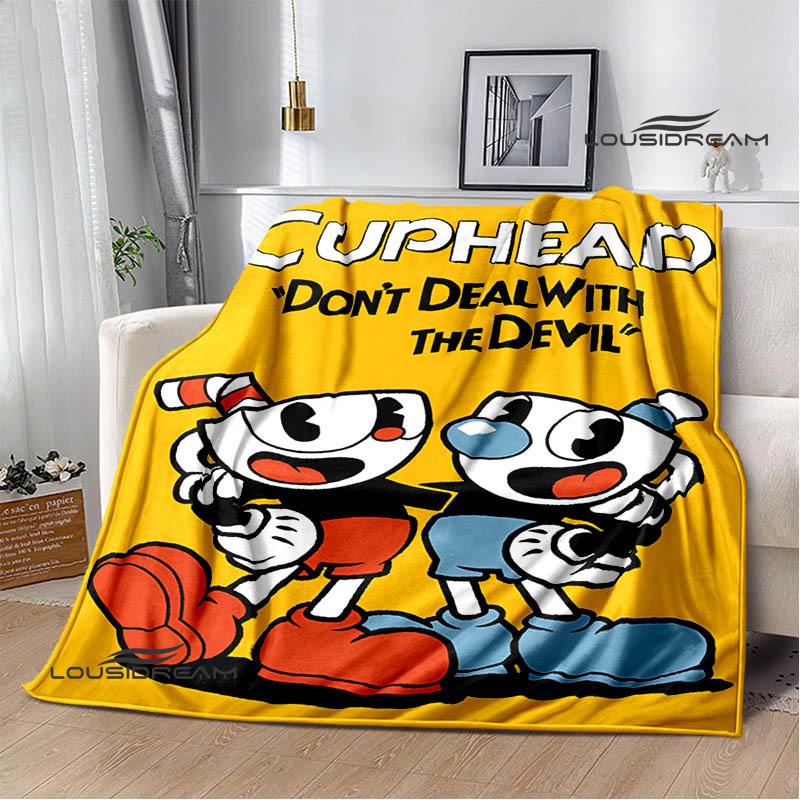 Cuphead Anime Printed Blankets Children's Warm Beautiful Blankets Flannel Soft and Comfortable Blanket Home Travel Birthday Gift