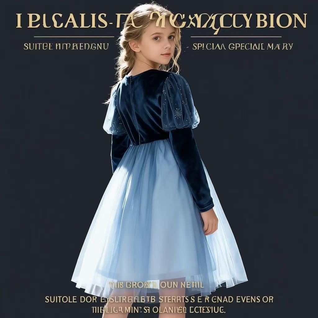 Fleecegefüttertes Eisköniginnenkleid für Mädchen - Winter, Halloween & Weihnachten