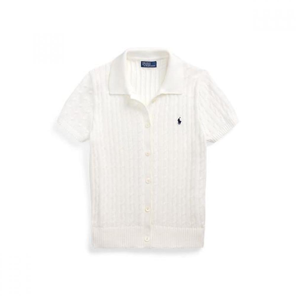 Polo Ralph Lauren Women S Cable Cotton Short Sleeve Polo Cardigan wmpoSwendw2036 XS