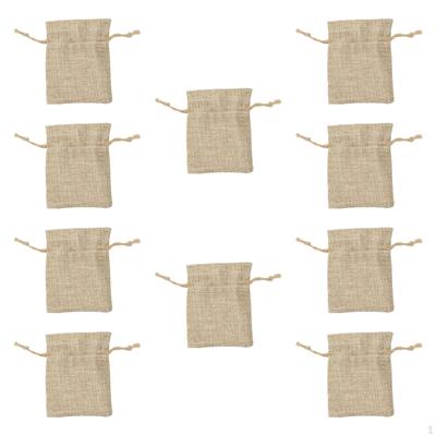10 Pieces Burlap Jewelry Storage Bag Favor Sacks Rustic Gift Drawstring