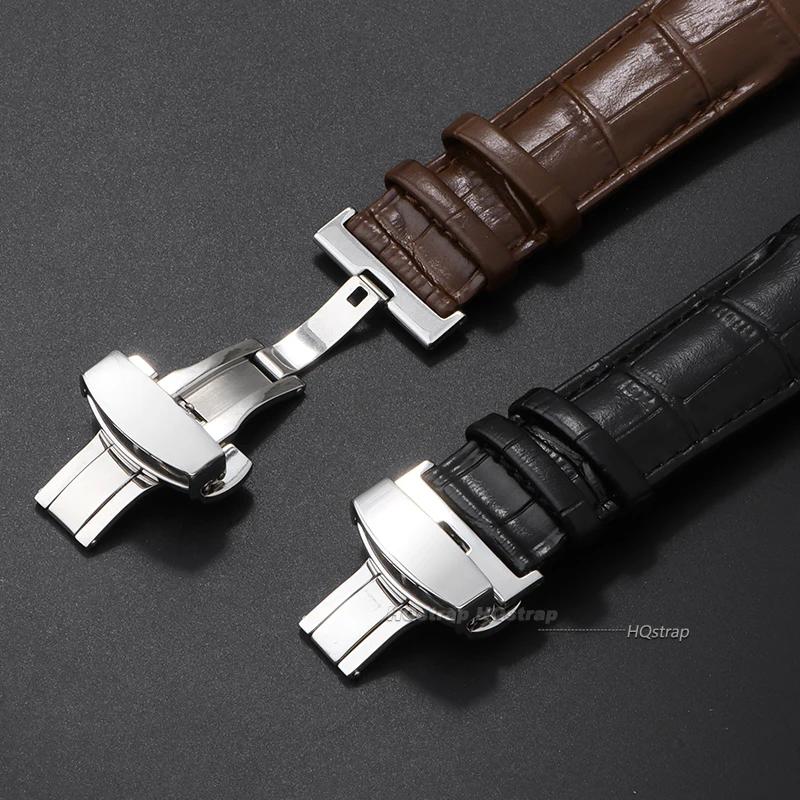 Calfskin Leather Watch Band for Tissot T035 627/407/617 Strap Butterfly Buckle Bracelet Curved End Business Belt 22mm 23mm 24mm