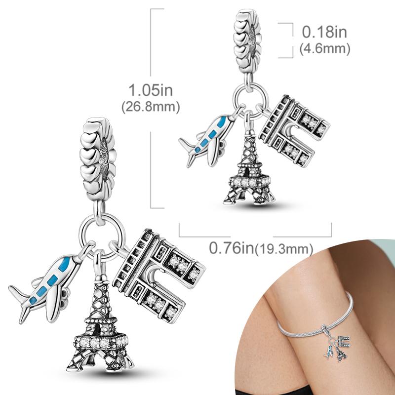 New 925 Silver Charms Bead Safety Chain Bead Fit Original Charms Bracelet Pendant Fine DIY Birthday Jewelry For Women
