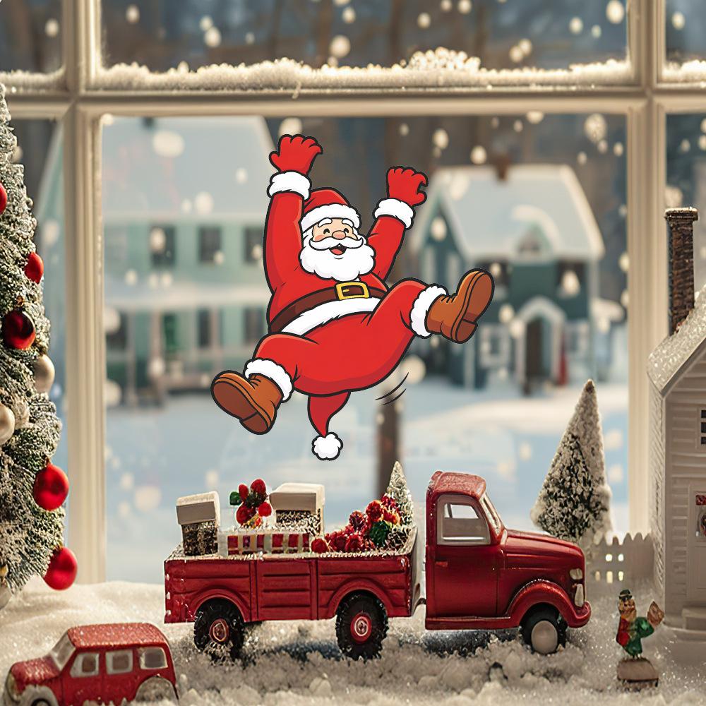 Naughty Santa Claus Home Balcony Glass Window Beautification Decoration Window Stickers