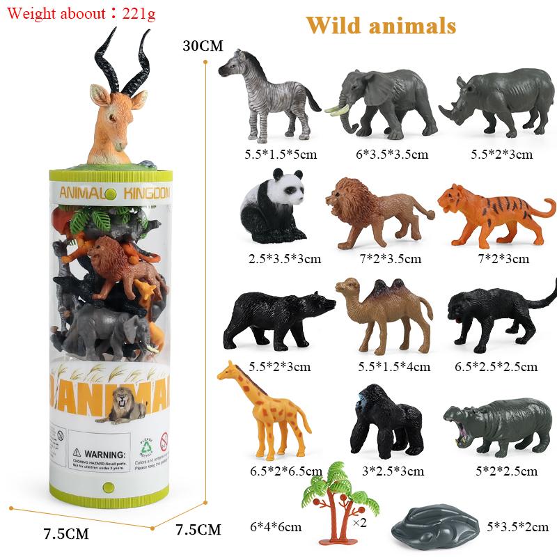 Oenux Zoo Animals Model Lion Shark Bee T-REX Penguin Cow Horse Hen Action Figures Cute Education Miniature Playset Kid Toy Gift