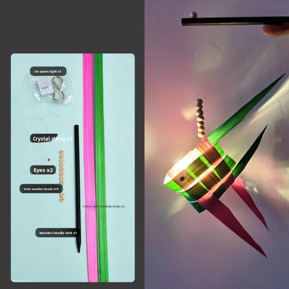 Hand-Woven Portable Koi Lantern Crafts Mid-autumn Festival LED Light Room Decorations