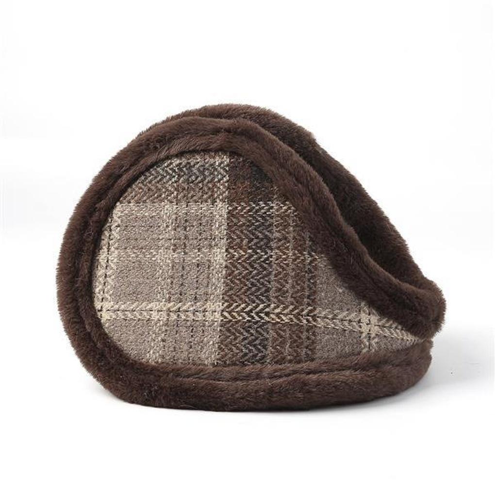 Check Pattern Winter Earmuffs (Brown)