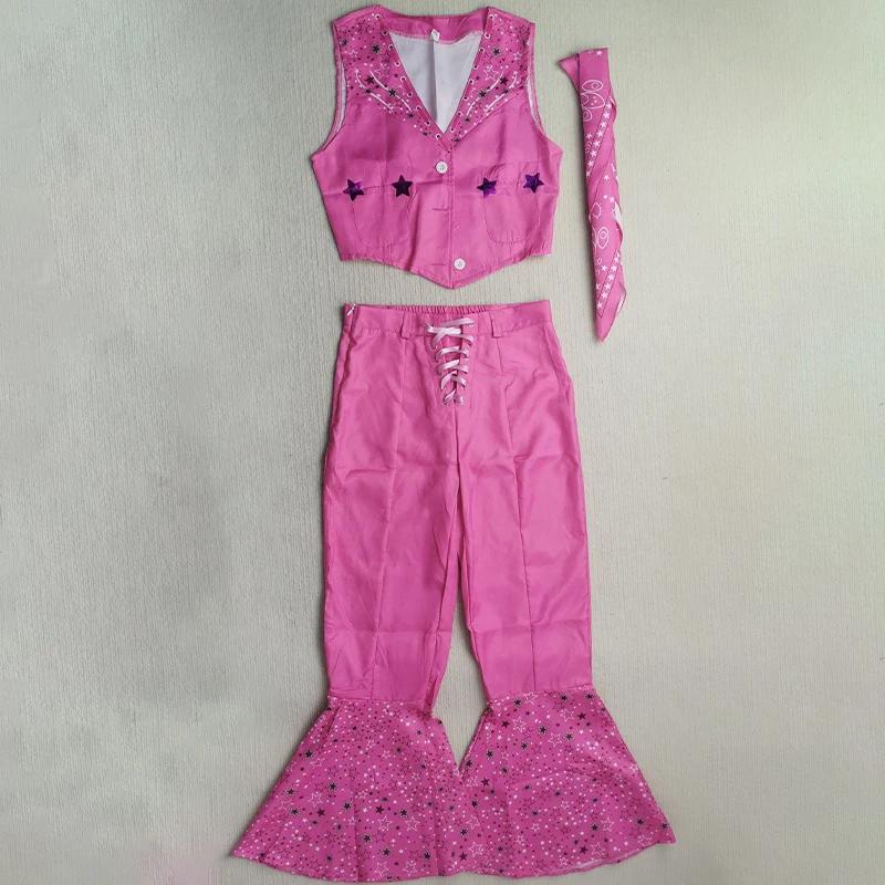 Barbi Cosplay Kostuum Met Hoed Roze Cowgirl Outfits Jaren 80 Hippie Disco Kostuum Margot Robbie Film Barbi Halloween Comic