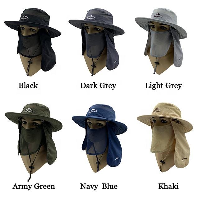 RTS High Quality Polyester Hunting and Fishing Custom Bucket Hat with Flap Neck Cover 360 UV Sun protection Fishing Bucket Hat