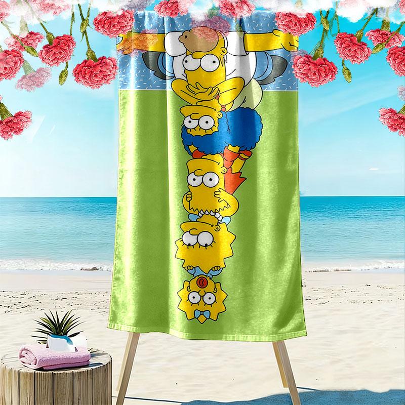 Simpsons Print Beach Towel, Large Soft Quick Dry Towel for Beach Camping Swimming