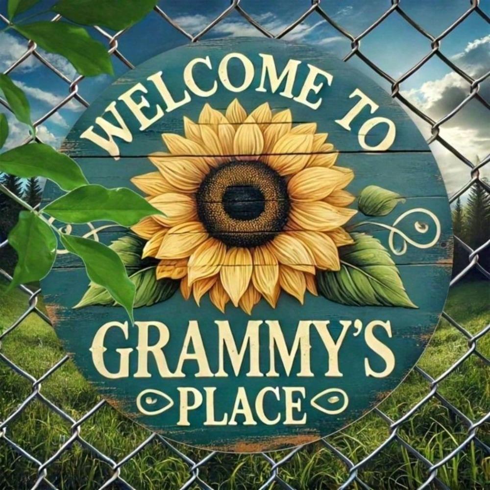 Vintage Welcome To Grandma Metal Sign Round Wall Decor Retro Kitchen Plaque