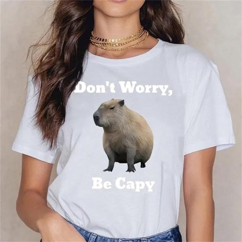 Capybara Dont Worry Be A Capybara Womens Printed Shortsleeved Tshirt A Cool and Fashionable Item Summer Streetwear