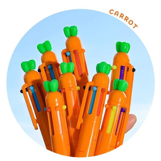 Signing Pen Creative Carrot Shape Ballpoint Pen 6 Color Retractable Pen Smooth Writing Stationery Pen for School