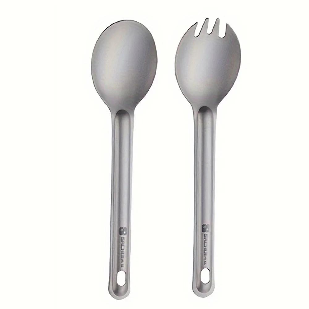 Camping Titanium Spork Spoon Outdoor Lightweight Fork Tableware Portable Picnic Hiking Travelling Ultralight Dinnerware 1PC