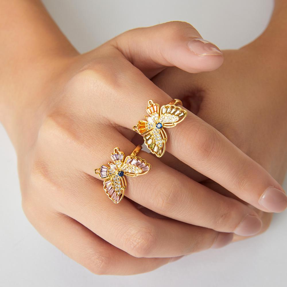 Elegant Light Luxury Zircon Butterfly Ring
