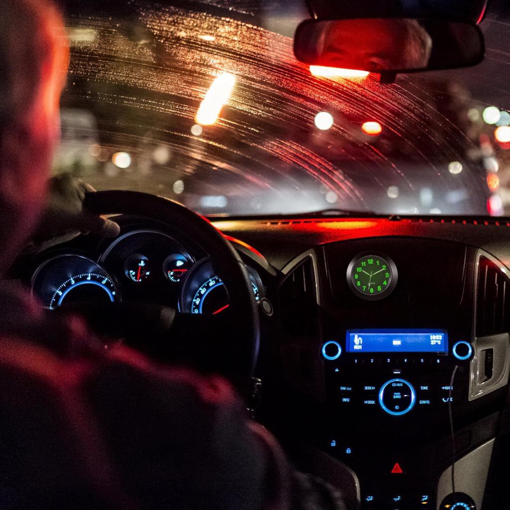 Car Dashboard Clock Night Light Car Alloy Mini Luminous Automotive Vent Clip Type Watch