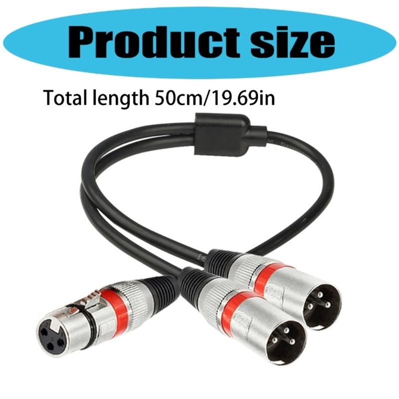 50CM Balanced Microphone Y Cable 3Pin Female to Double 3-Pin Male for Auditory Splitter and Mixers Connections