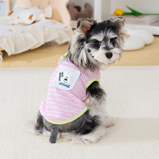 Hundeshirts Sommer Bedruckte Welpenkleidung Weicher Atmungsaktiver Pullover T-Shirt mit D-Ring für Kleine Mittlere Hunde Katzen
