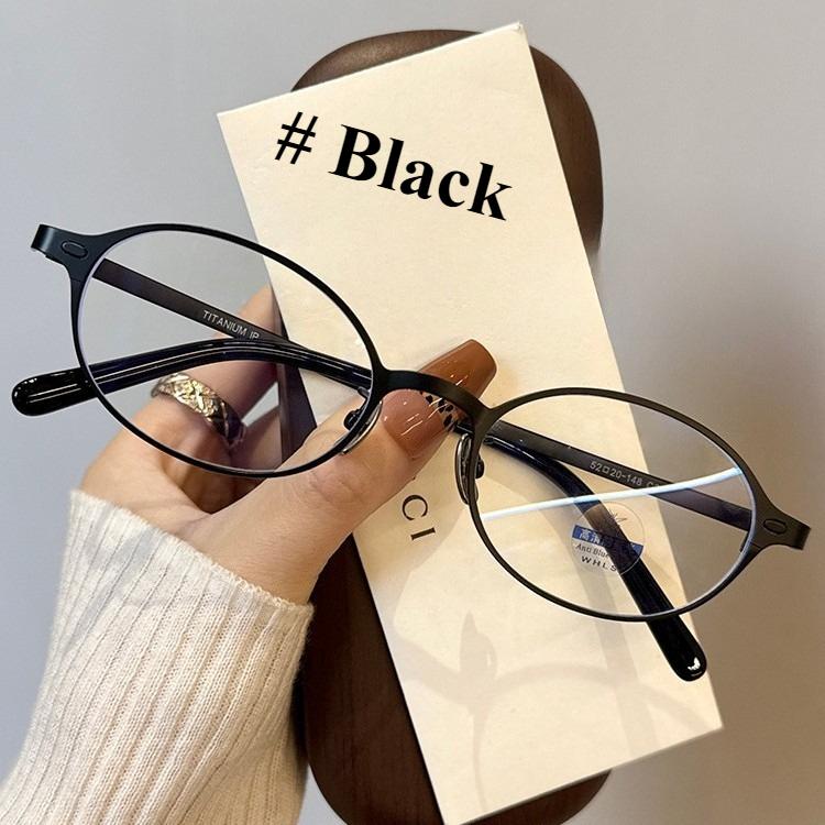 

Ultra Light Titanium Frame Elliptical Frame Myopia Glasses With A Degree Range Of -1.0 To - 4.0 Anti Blue Light Style -4.0