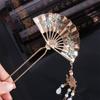 Zinc Zinc Alloy Pearl Fringe Hairpin Retro Fan Shape Bride Tiara Exquisite U Shape Hair Frok  Wedding