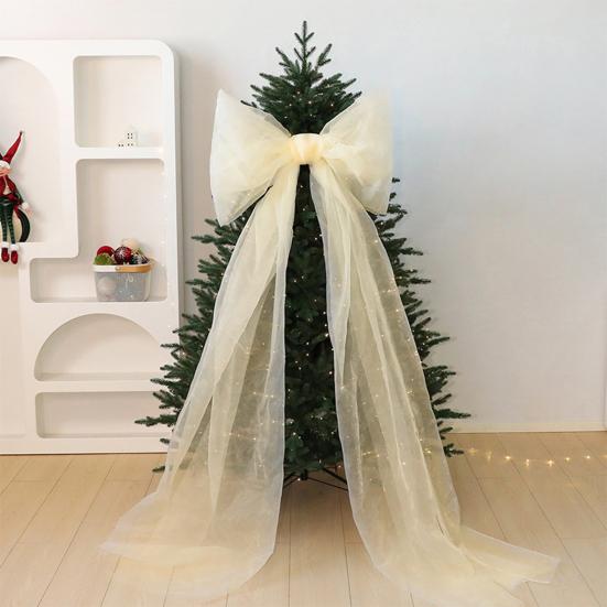 Christmas Tree Topper Bow Extra Large Mesh Bow with Long Streamers for Holiday Wedding Birthday Party Wall Decoration
