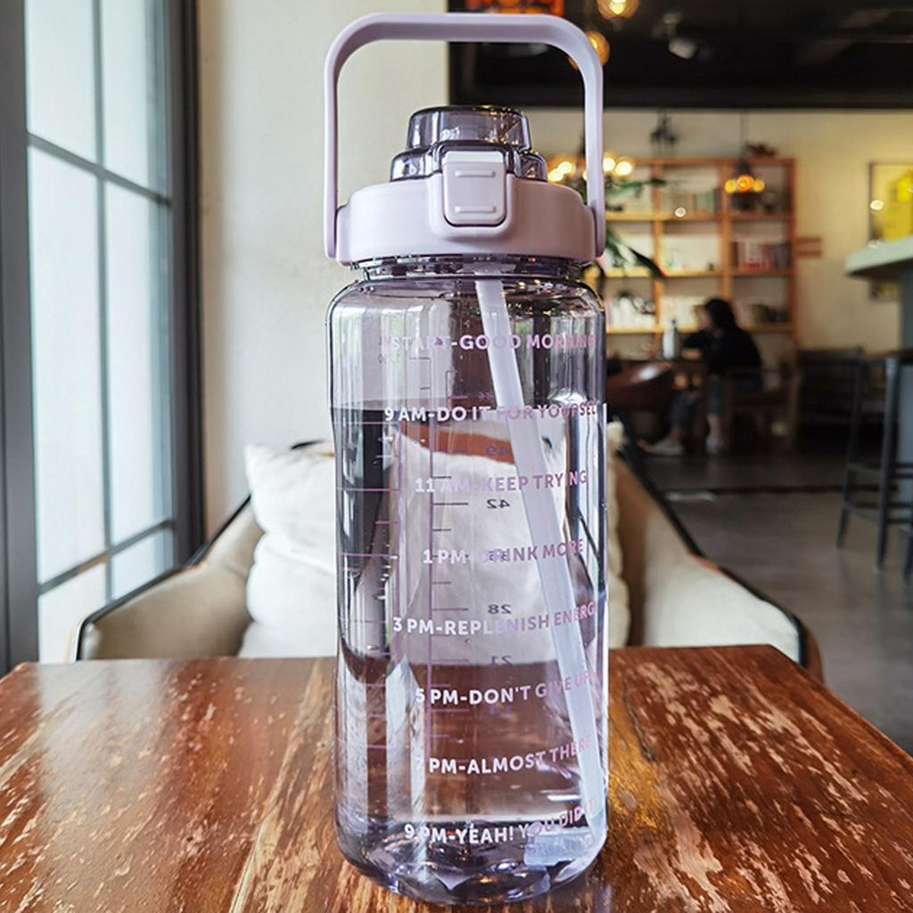 2 Liter Sports Water Bottle with Straw Men Women Fitness Water Bottle Outdoor Cold Water Bottlesc With Time Marker Drinkware New