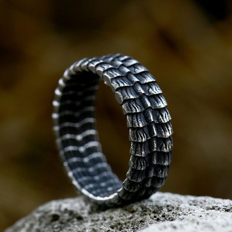 New Keel Retro Pattern Simple Versatile Ring Men's Index Finger Ring Dragon Scale