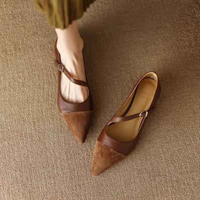 Moda 2025 Nuove Scarpe Piatte da Donna a Punta Retro Scarpe Singole Fibbia a Una Parola Scarpe Mary Jane Rotonde Ballerine Mujer