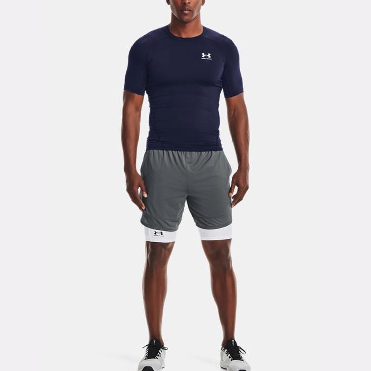 Under Armour HeatGear® Training Short Sleeve Fitness Shirt Men tops Dark-Blue 1361518-410