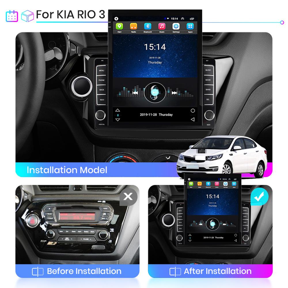 9.7'' Android Car Radio For KIA RIO 3 2011-2016 2 DIN Tesla Vertical Screen Carplay Autoradio Multimedia Player 2+32GB