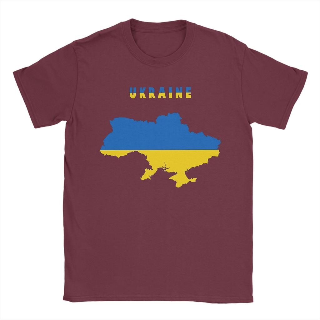 Ukrainian Flag Inside Map Of Ukraine Pure Cotton T Shirt For Men Beach Funny TShirts ONeck Tees Oversize Dropshipping Clothes