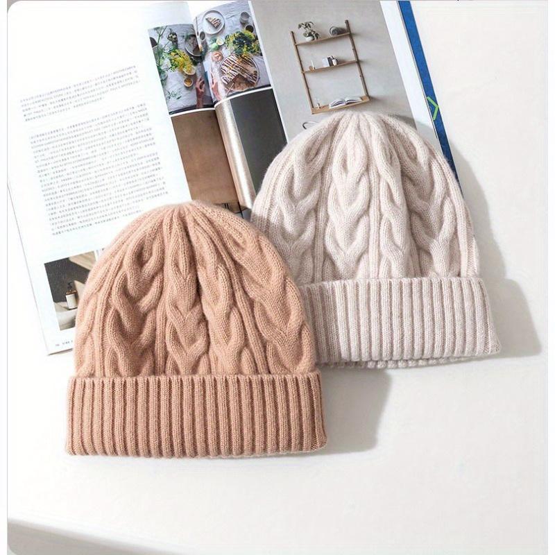 Cappello invernale da donna Autunno Unisex Fatto a mano Donna Cappello caldo 100% Lana Lavorazione a trecce Berretto Cappelli da ragazza Donna Berretto Donna Cappelli Spessi Chunky Elastici