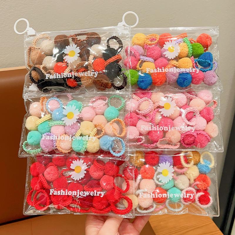 20Pcs Cute Hairball Scrunchie Set Children Girls Kids Baby Elastic Hair Rubber Bands Accessories Tie Hair Ring Rope Headdress