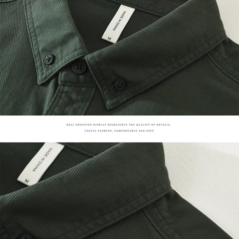 Camicia Lunga da Lavoro Stile Giapponese Uomo Workwear Doppie Tasche Camicia Casual da Uomo Primavera e Autunno Puro Cotone Bottoni Comfort Uomo Top