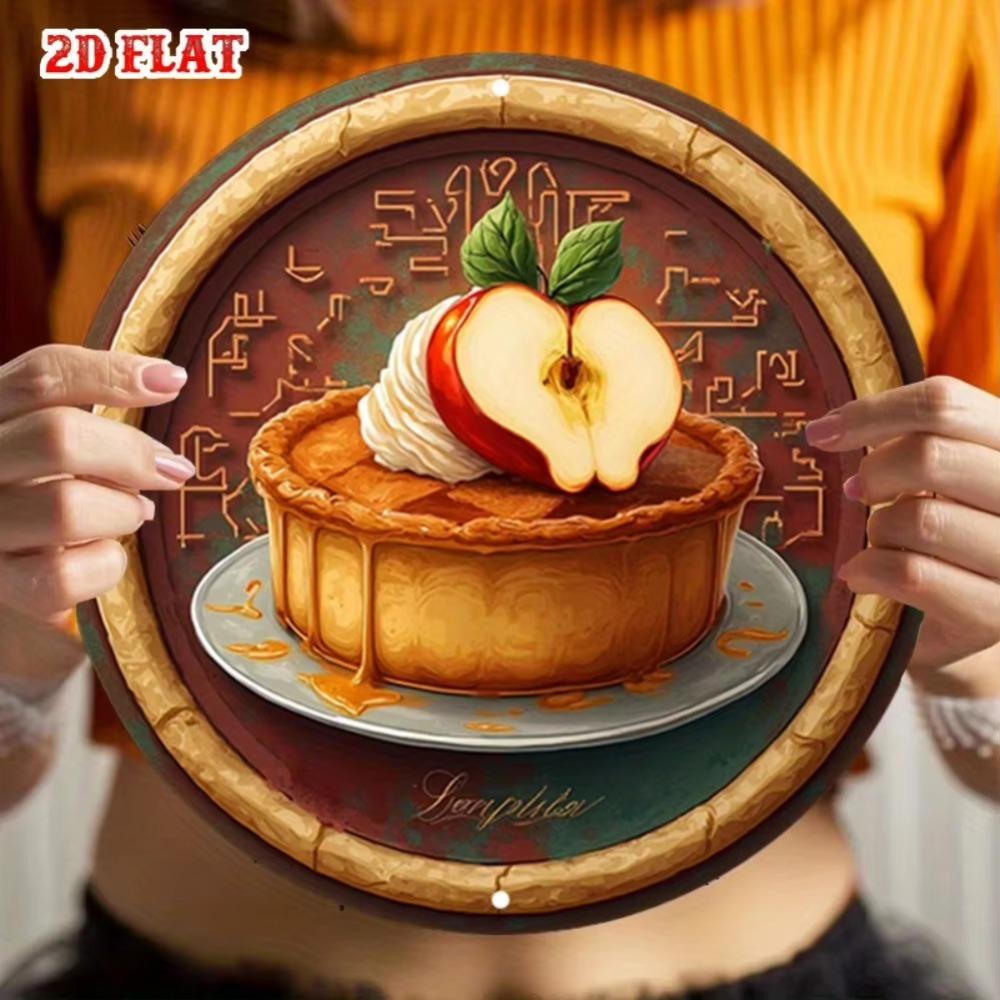 Vintage Apple Pie Tin Sign 7.87x7.87 Inch Metal Wall Art Kitchen Garage Cafe Decor