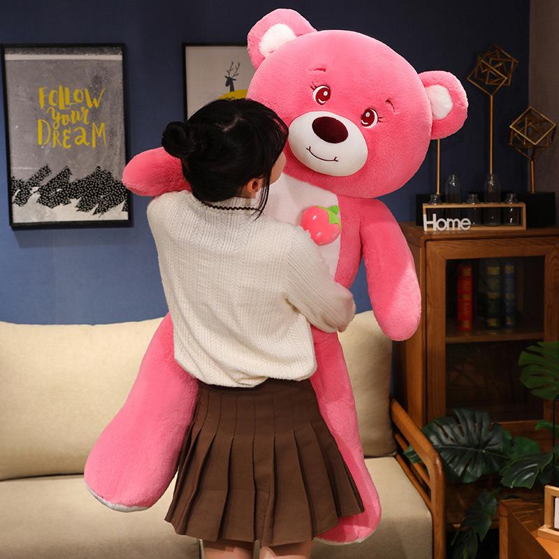 Internet Celebrity Long Legs Strawberry Bear Bow Tie Rabbit Strawberry Bear Doll Birthday Gift Cute Pillow Large Rag Doll