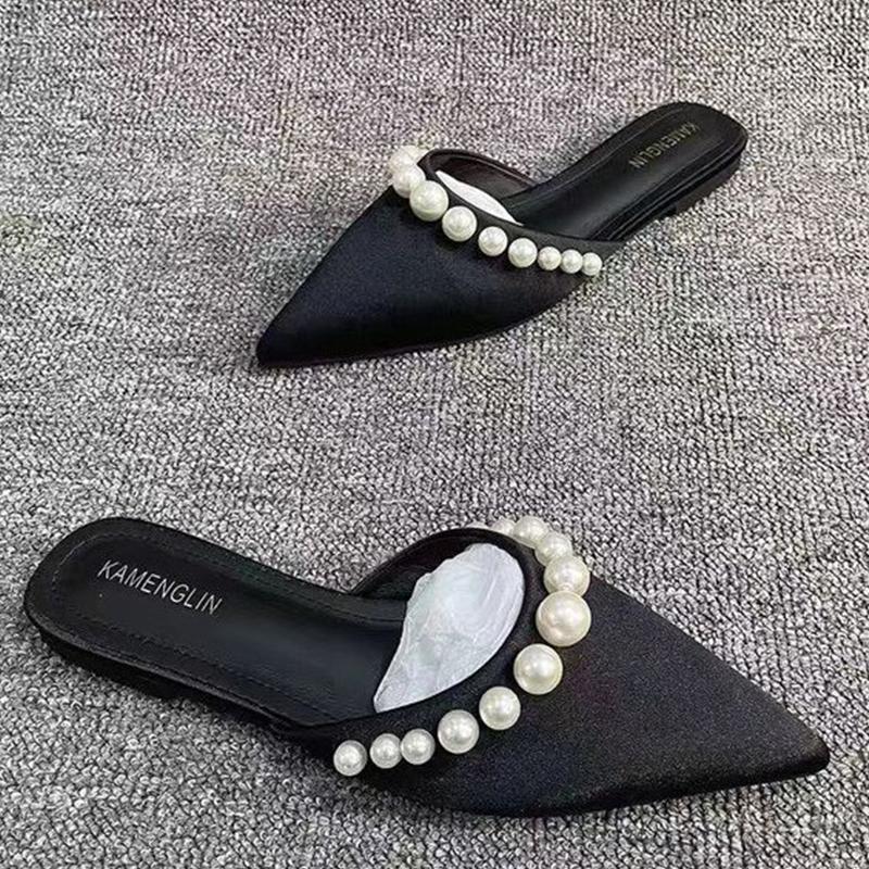 Fashion Pointed Toe Women Flats Slippers Casual Fashion Mules Shoes Summer Woman Sandals Designer Brand 2025 Trend Dress Mujer Zapatos