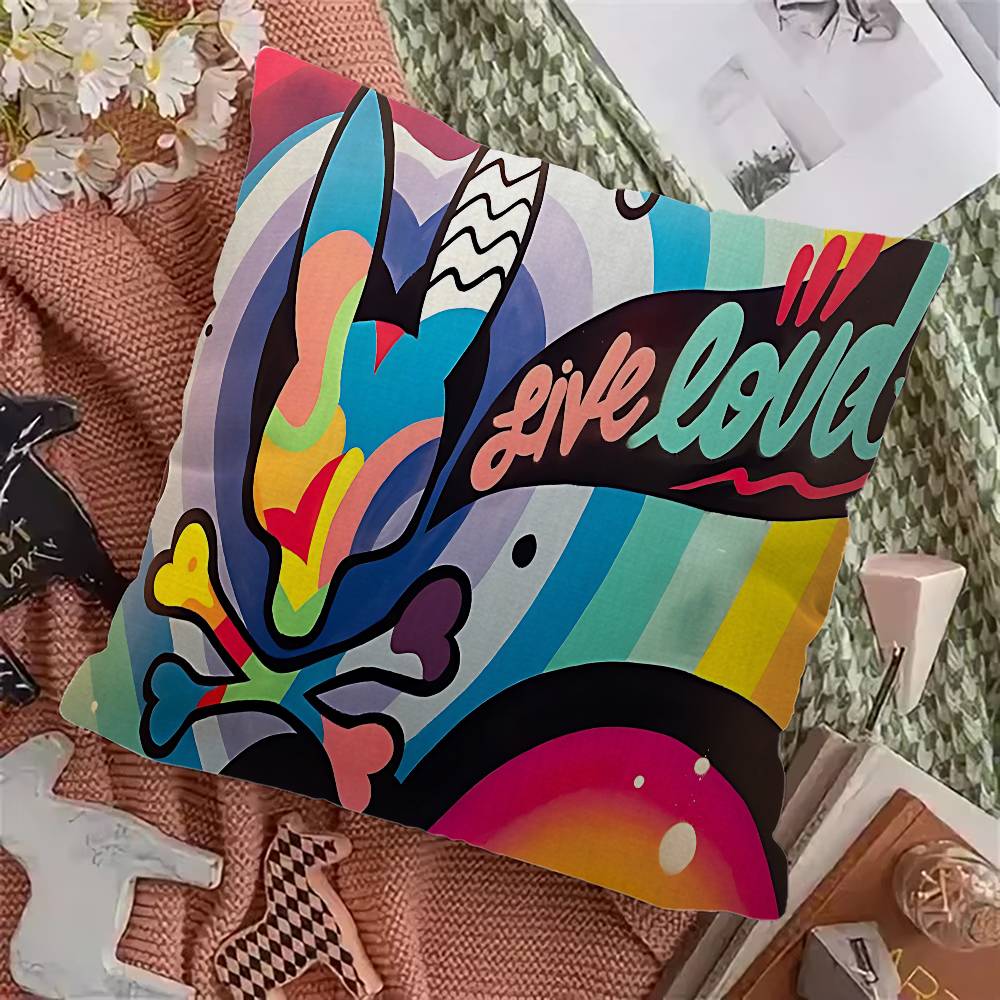 Luxury Fashion P-Psycho Bunny Pillowcase Toon Gift Cushion Cover Bedroom Home Sofa Chair Seat Decor Pillow Case