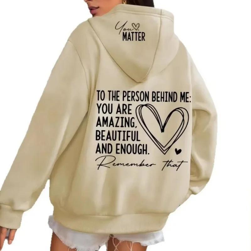 Heart Print Women's Casual Fleece Hoodie with Pockets