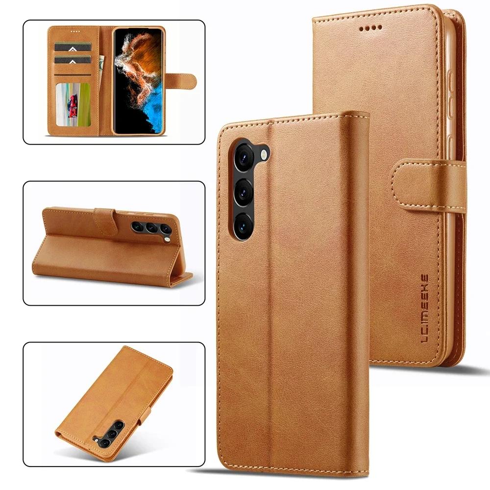 Leather Wallet Phone Cover Magnetic Flip Case Cards Slot For Samsung Galaxy S25 S23 Ultra S24 S22 Plus S21 FE A34 A54 A55 A14 A15