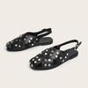 Fashion High Quality Punk Rivet Hollow Out Women Flats Sandals Fashion Summer Slingbacks Buckle Strap Square Toe Casual Dress Shoes