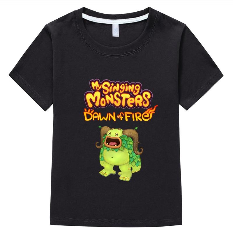 

Детская футболка My Singing Monsters, короткие топы из 100% хлопка, футболка с аниме, одежда для мальчиков и девочек y2k, летние футболки с принтом, детская одежда 160 чёрный