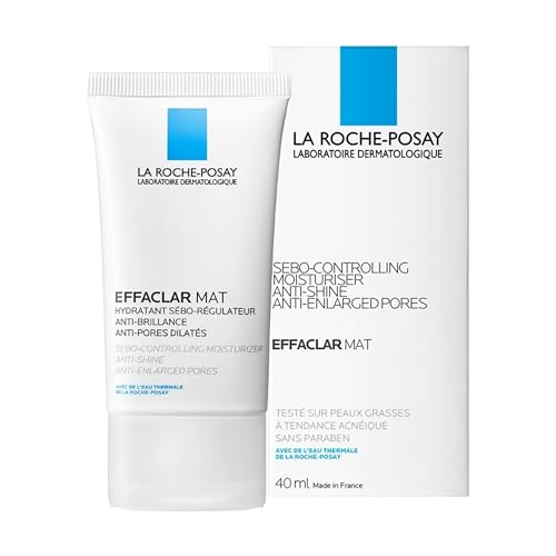 La Roche-Posay Effaclar Matte Moisturizing Gel Cream for Acne-Prone Skin, 40g, Relieves Acne, Dead Skin, and Shine with this Derma Cosmetics