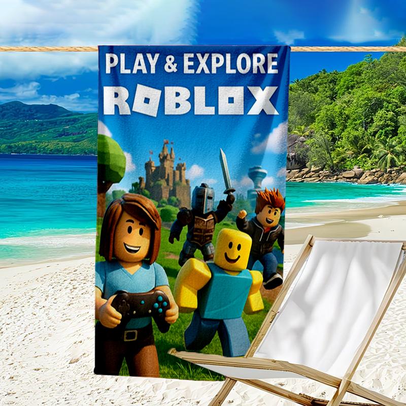 Ultra-Soft Beach Towel with Roblox Theme,Ideal for Pool - Camping, Diving - Perfect Travel Essential, Vibrant Beach Towel.
