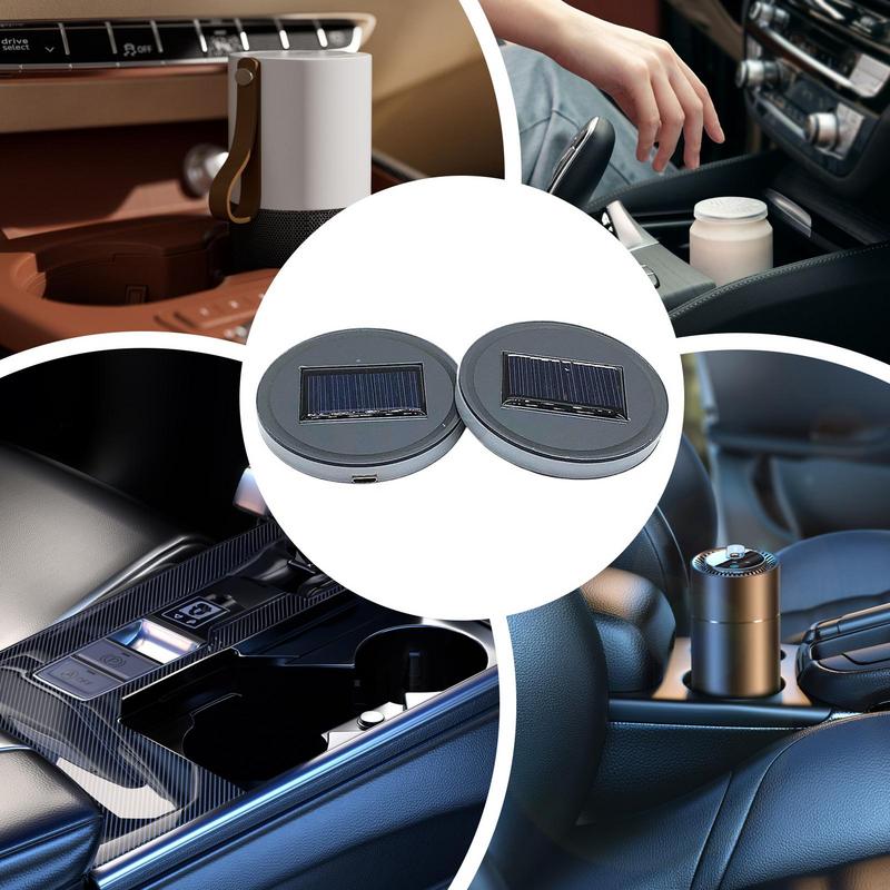 Car Cup Coaster 2 Pieces Light Up Cup Holder Coasters 7 Colors Changing Anti-Slip Mug Pad For Women Men Night Driving Road Trips