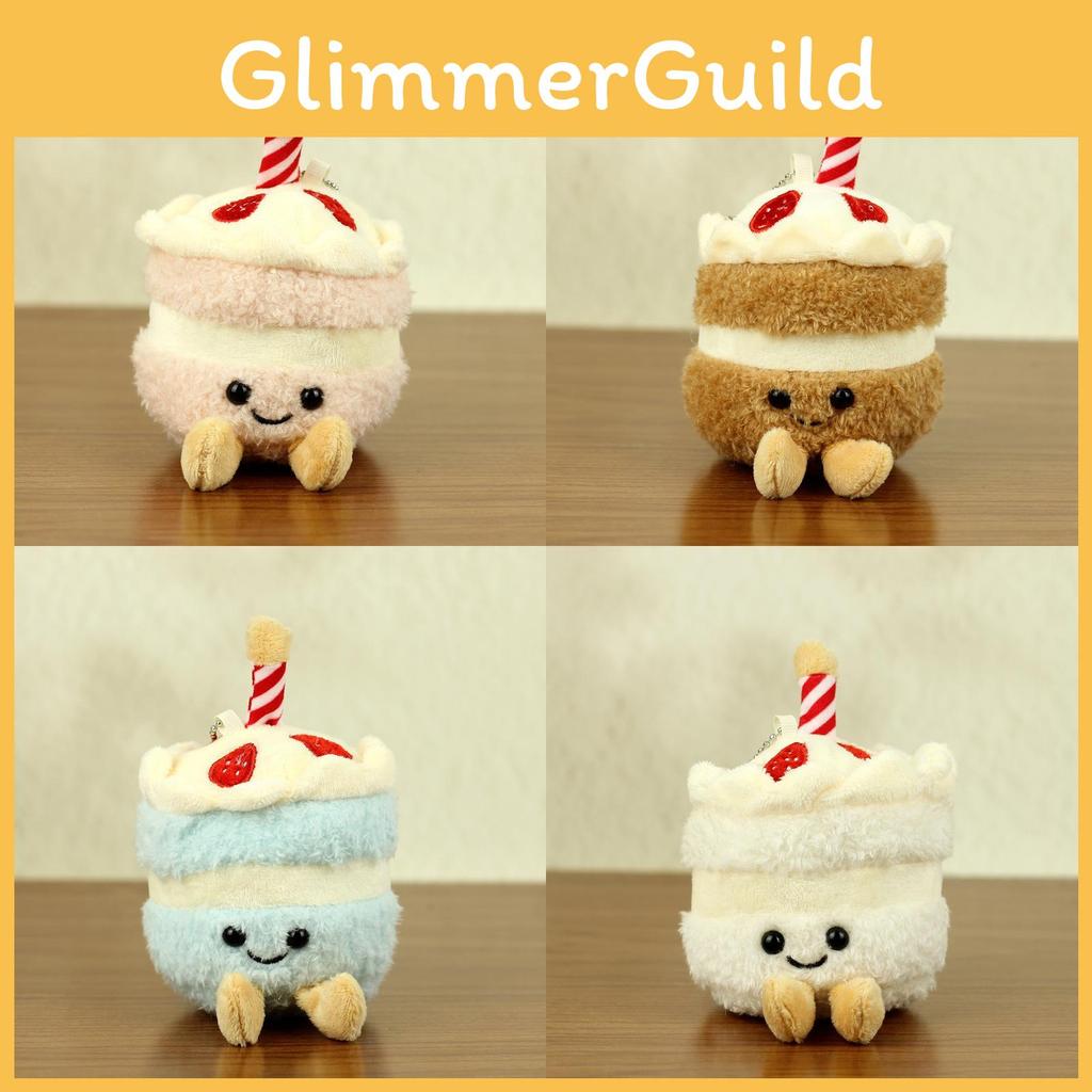 Cartoon Cute Plush Keychain Toy Cake Milk Tea Cup Accessory In Colors Sweet